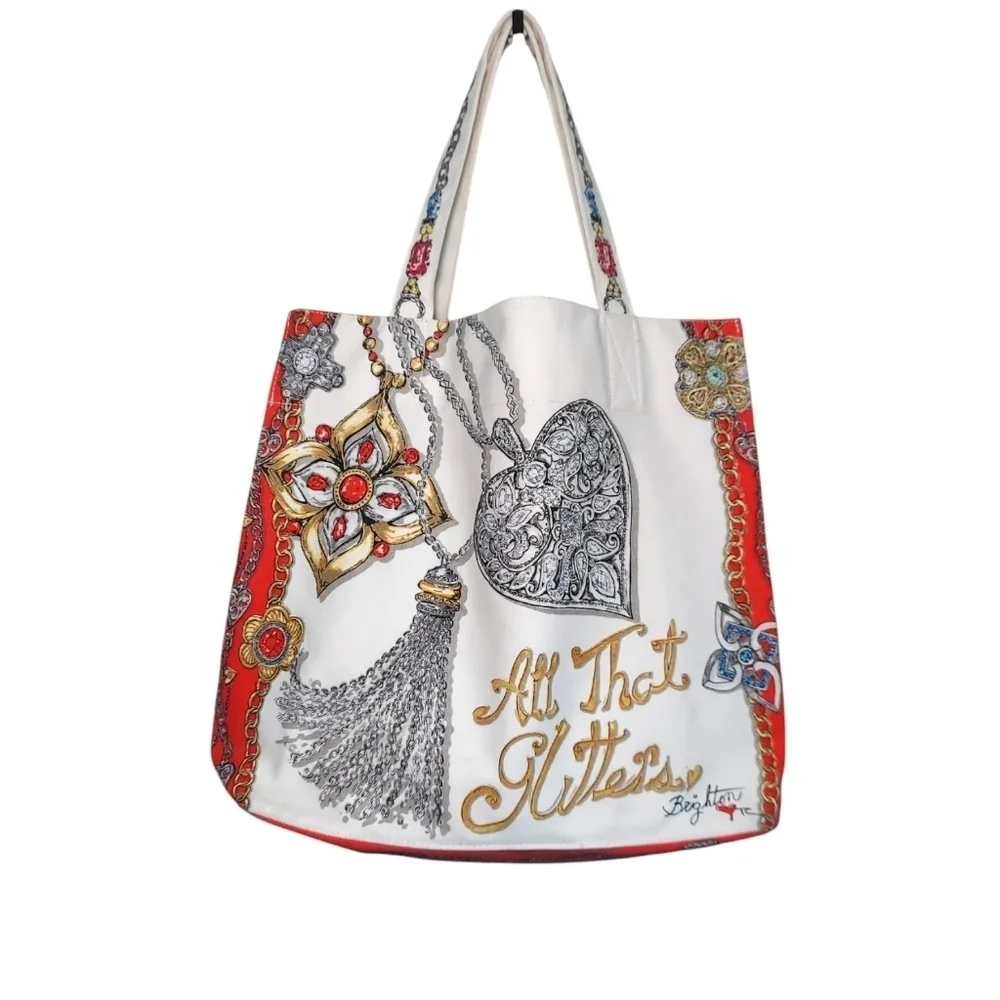 Brighton Large Canvas All That Glitters Ornate Tote Shoulder Bag